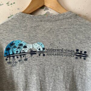 Vineyard Vines Shirt Size XS Guitar Sunset Long-Sleeve Pocket Tee Gray Cotton
